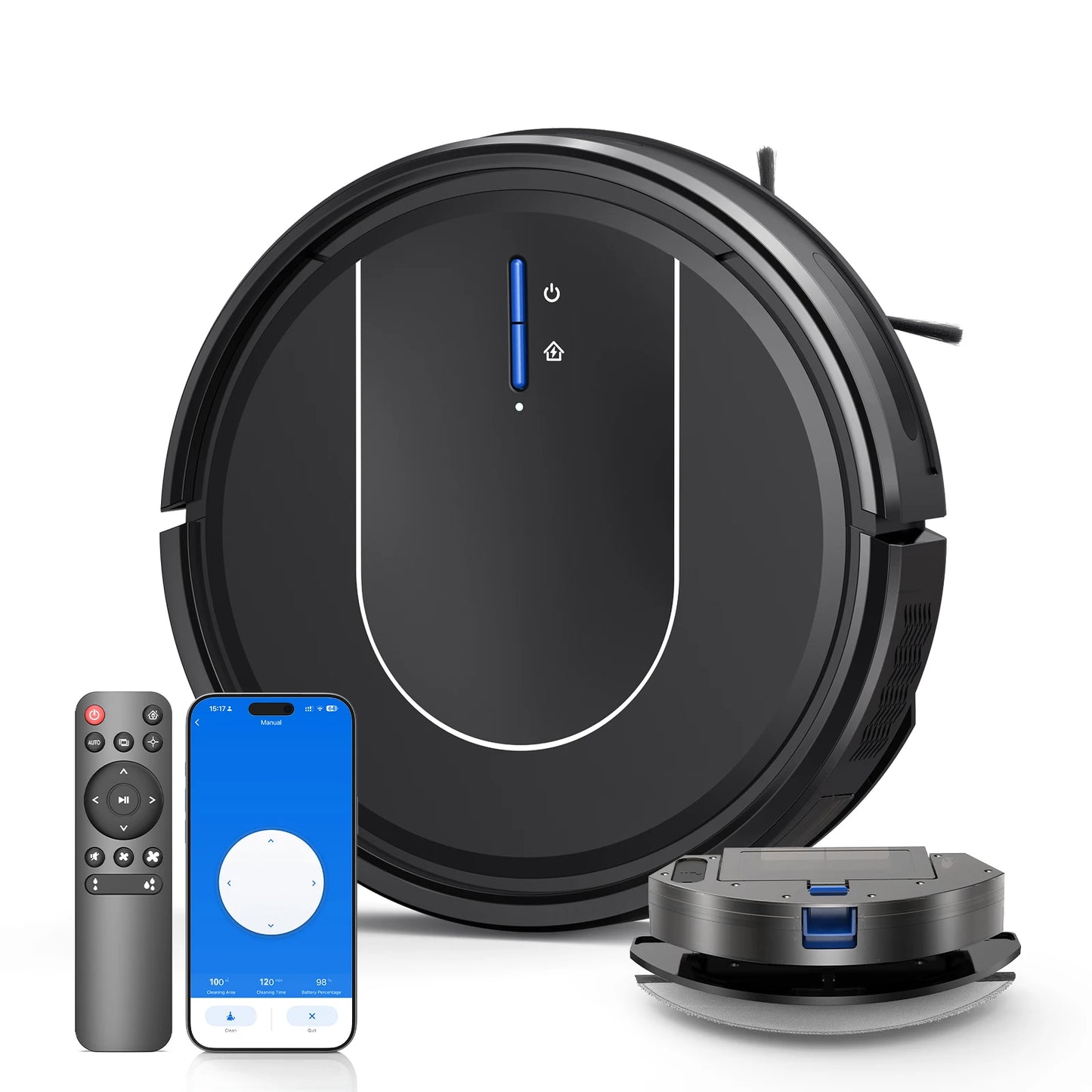 INSE Robot Vacuum Cleaner 3-in-1 Sweep Mop Vacuum Cleaner 5000Pa Strong Suction with Auto-Return Charging Support Alexa/WiFi/App