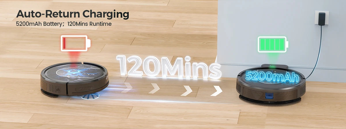 INSE Robot Vacuum Cleaner 3-in-1 Sweep Mop Vacuum Cleaner 5000Pa Strong Suction with Auto-Return Charging Support Alexa/WiFi/App