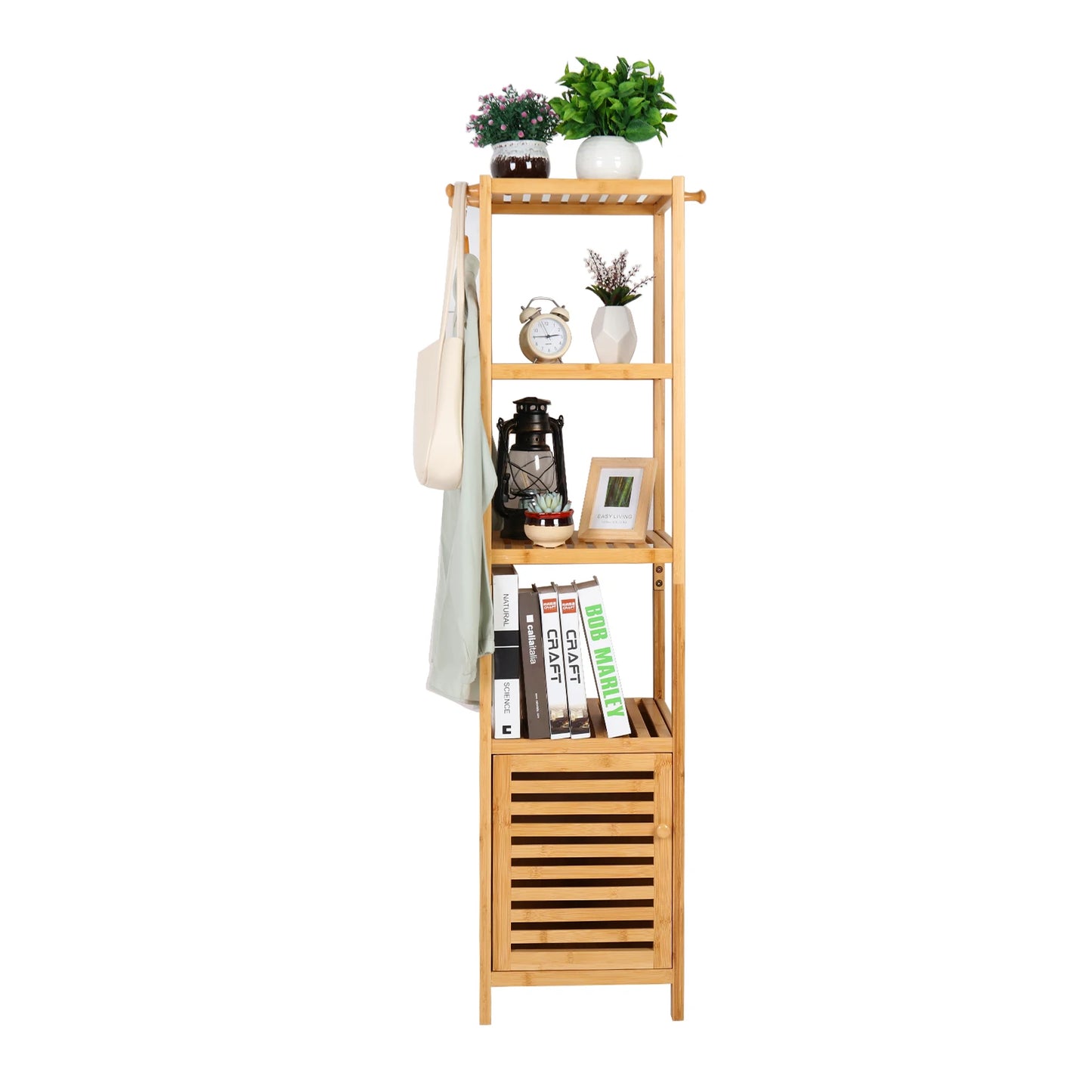 Freestanding  Bamboo Bathroom Cabinet Storage Slim Shelf Floor Corner Rack
